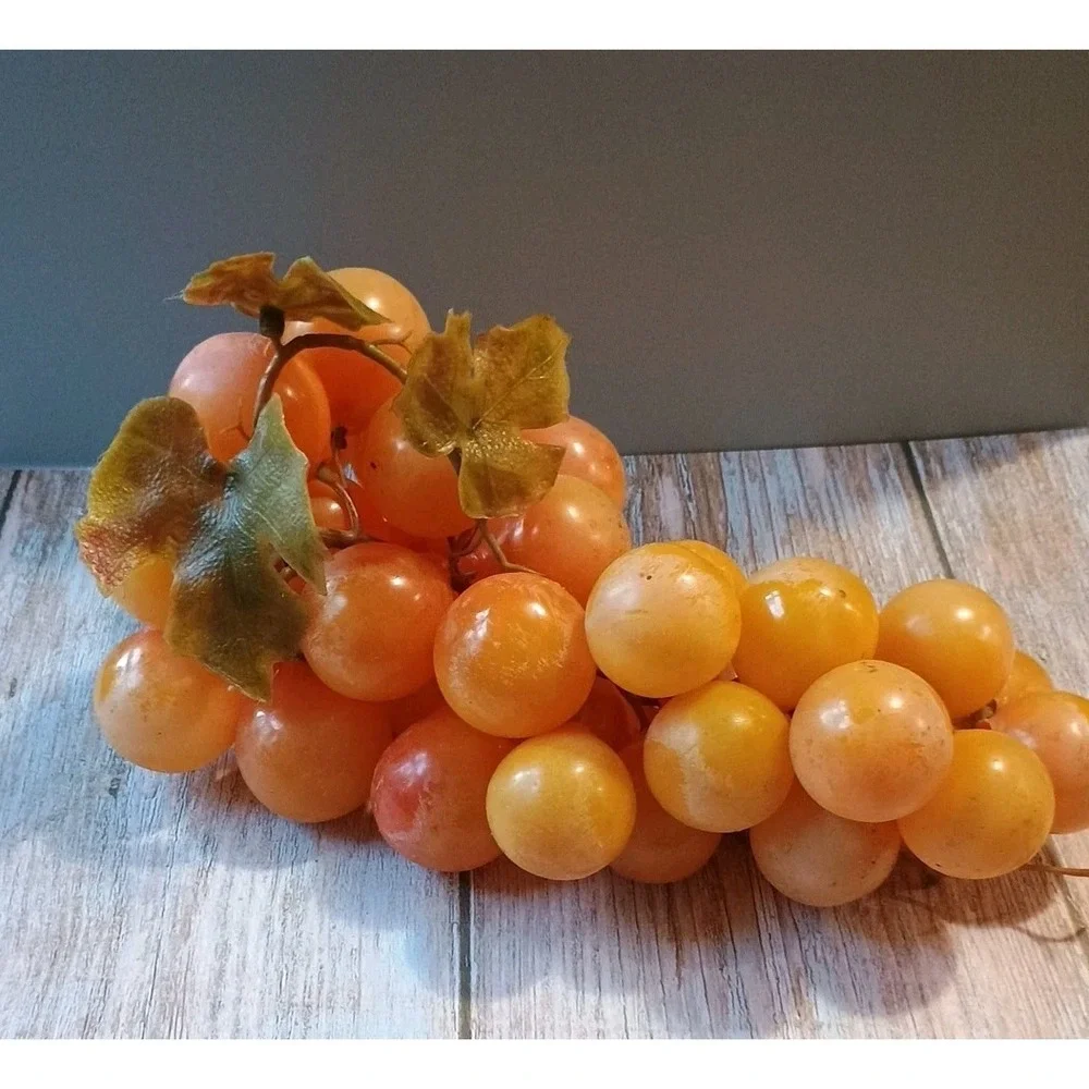 Vintage Realistic Fake Yellow Orange‎ Grapes Rubber Fruit Decor 1 Piece 11